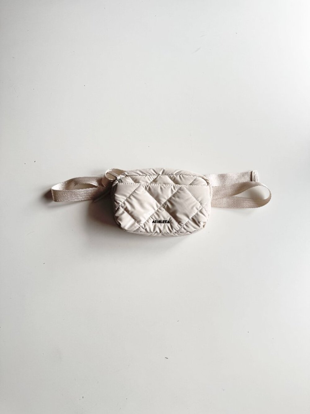 ATHLETA All About Cream High Shine Quilted Crossbody Belt Bag